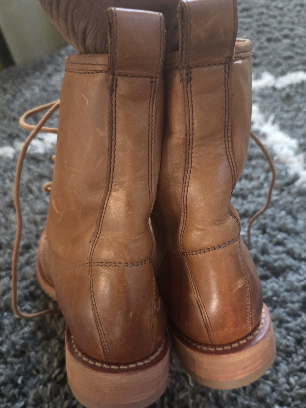Frye Veronica Combat Leather Boots Women’s Size 8.5 Caramel Brown - Picture 8 of 15